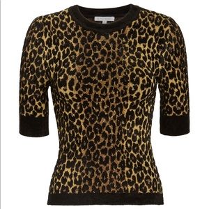 Ronny kobo collection half sleeve leopard knit xs leopard knit sweater